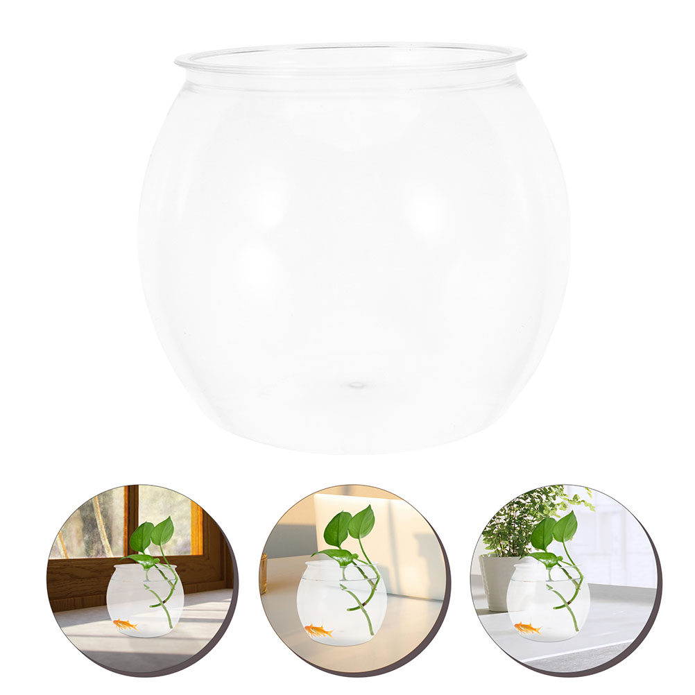 Planted Aquarium Bowl - โหลปลาพลาสติกทรงกลมที่ไม่แตกหัก ตู้ปลาเบตต้าขนาดเล็กสำหรับตั้งโต๊ะ ตู้ปลาทรงกลมตกแต่ง กระถางปลูกต้นไม้