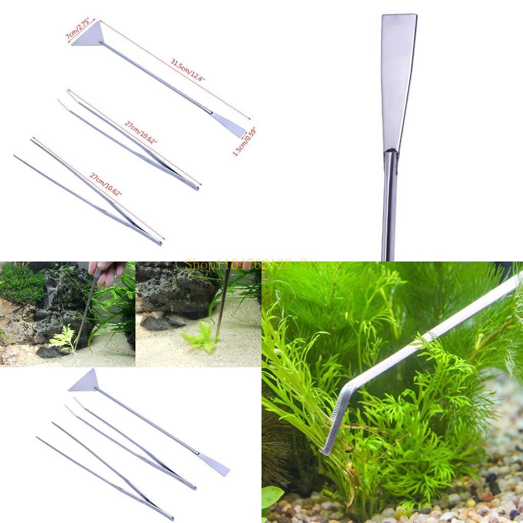 Planted Aquarium Best Fish - 3-Pack Aquarium แหนบไม้พายเครื่องมือสแตนเลสสตีลชุดเครื่องมือทำความสะอาดที่ดีที่สุดขาย