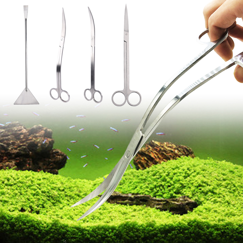 Planted Aquarium Maintenance Kit - อุปกรณ์ตู้ปลาสแตนเลสสตีล Aquarium เครื่องมือกรรไกรแหนบพืช Wave กรรไกรถังปลาพลั่วอุปกรณ์ทําความสะอาด