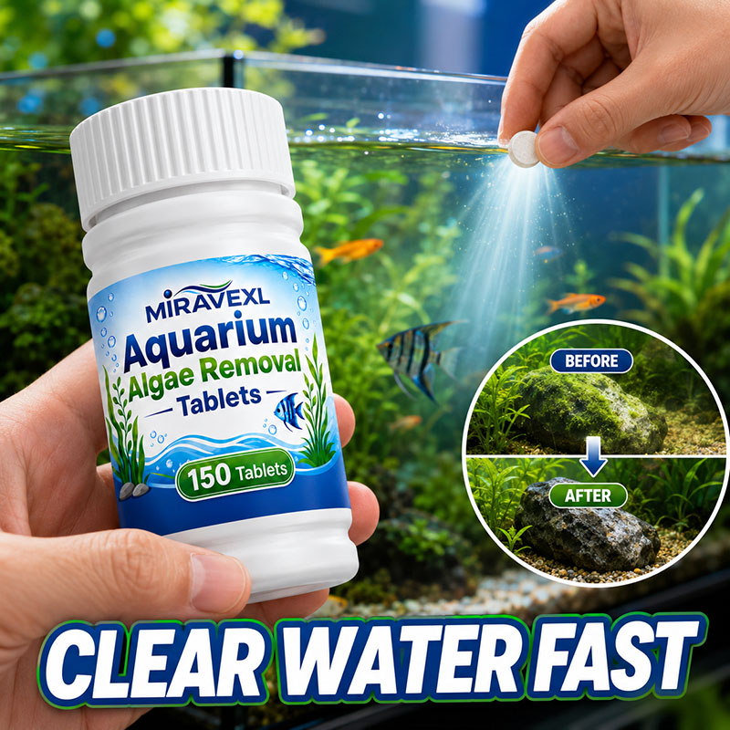 Planted Aquarium Freshwater - เม็ดกำจัดตะไคร่น้ำในตู้ปลา MIRAVEXL 150 เม็ด, ยาฆ่าตะไคร่น้ำที่ปลอดภัย, ช่วยให้น้ำใสขึ้นอย่างรวดเร็วสำหรับปลาในน้ำจืดและพืชน้ำ