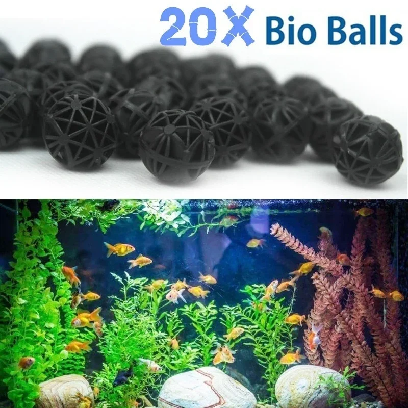 Planted Aquarium Freshwater - 20 ชิ้น 16 มม. ไบโอบอลสำหรับกรองน้ำในตู้ปลา น้ำจืด
