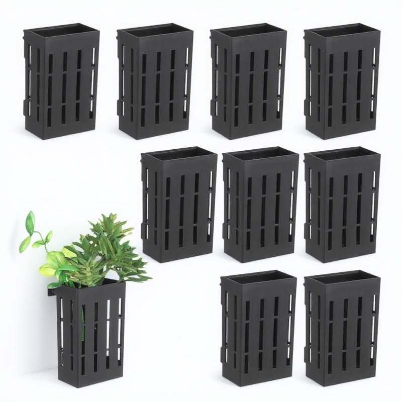 Aquarium Planted - ตะกร้าแขวนสำหรับปลูกพืชในตู้ปลา 10 ชิ้น ทำจากพลาสติกแบบมีช่อง เหมาะสำหรับการเจริญเติบโตของราก ติดตั้งบนผนังตู้ปลา