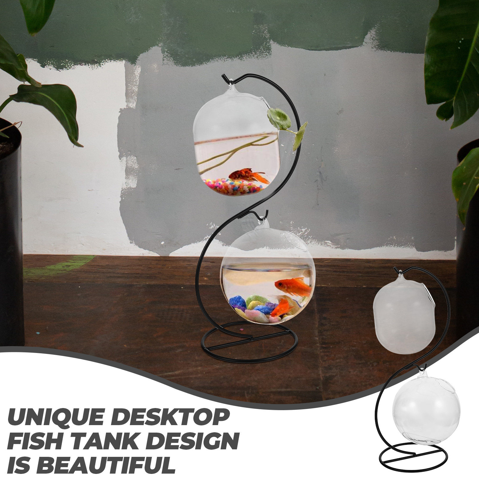Aquarium Planted - 1 ชุดตู้ปลาแก้วใสสำหรับตั้งโต๊ะ เหมาะสำหรับปลูกพืชน้ำ เลี้ยงปลา กุ้ง ตกแต่งโต๊ะทำงาน