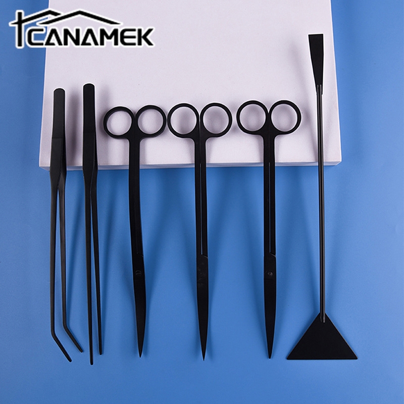Planted Aquarium Maintenance Kit - ชุดเครื่องมือตู้ปลาตู้ปลาทำจากสแตนเลส4/5/6ชิ้นแหนบแหนบยาวกรรไกรไม้พายสำหรับผู้เริ่มต้นปลา